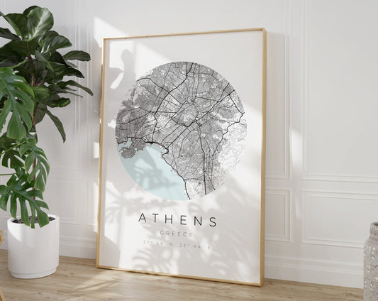 Athen Poster | Karte kreisförmig