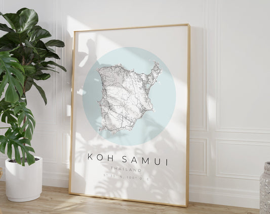 Koh Samui Poster | Karte kreisförmig