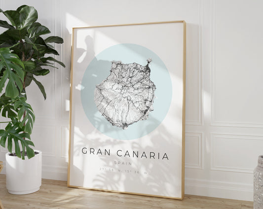 Gran Canaria Poster | Karte kreisförmig
