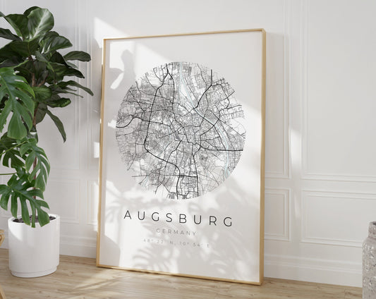 Augsburg Poster | Karte kreisförmig