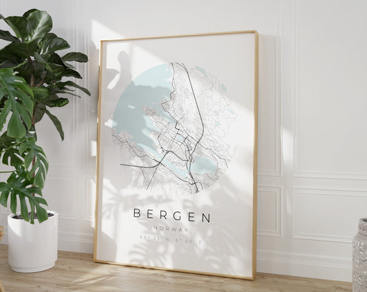 Bergen Poster | Karte kreisförmig