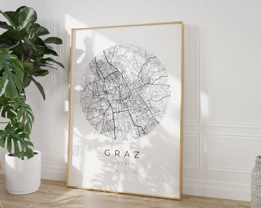 Graz Poster | Karte kreisförmig