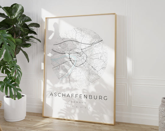 Aschaffenburg Poster | Karte kreisförmig