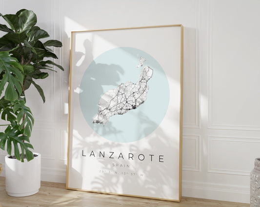 Lanzarote Poster | Karte kreisförmig