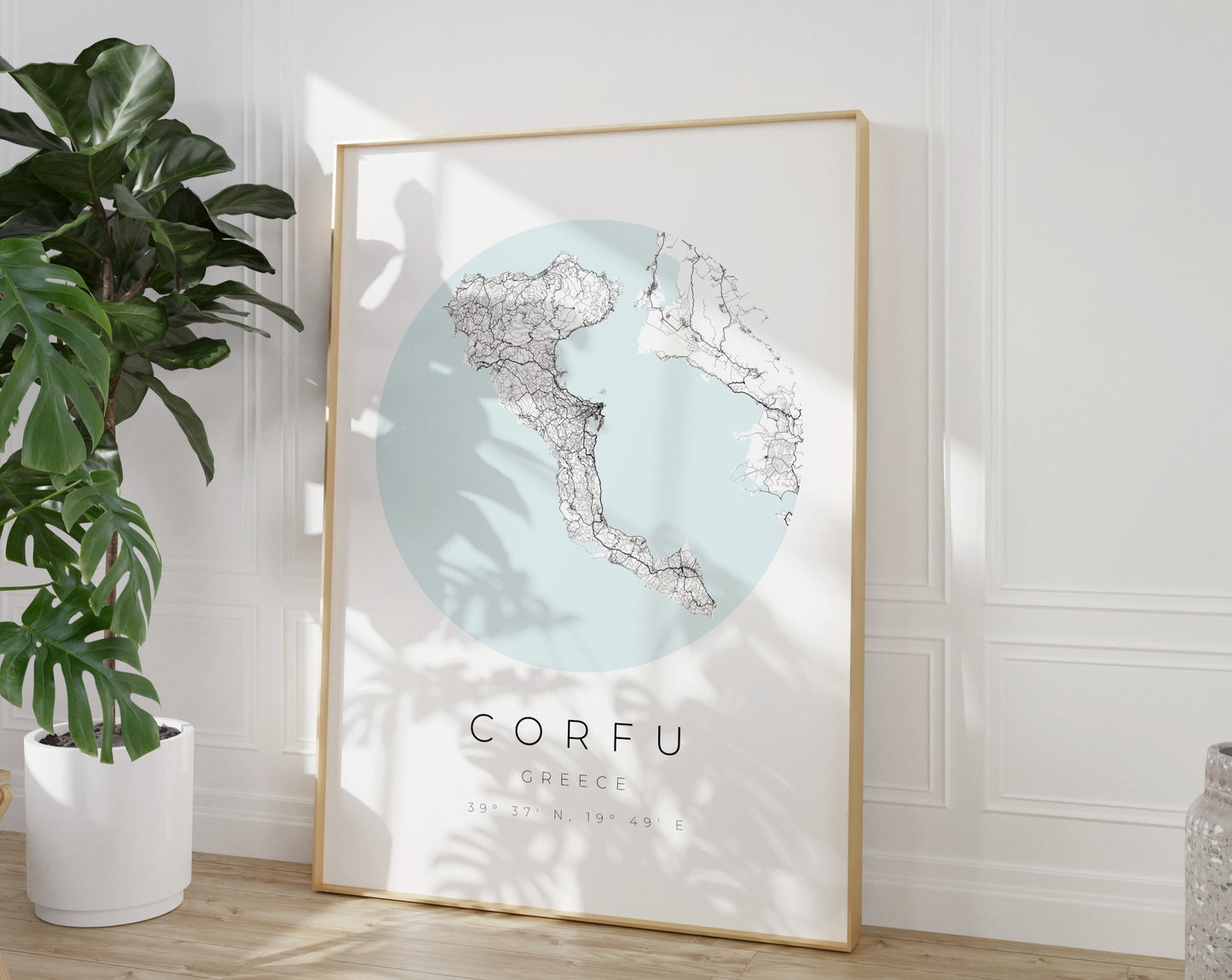 Korfu Poster | Karte kreisförmig