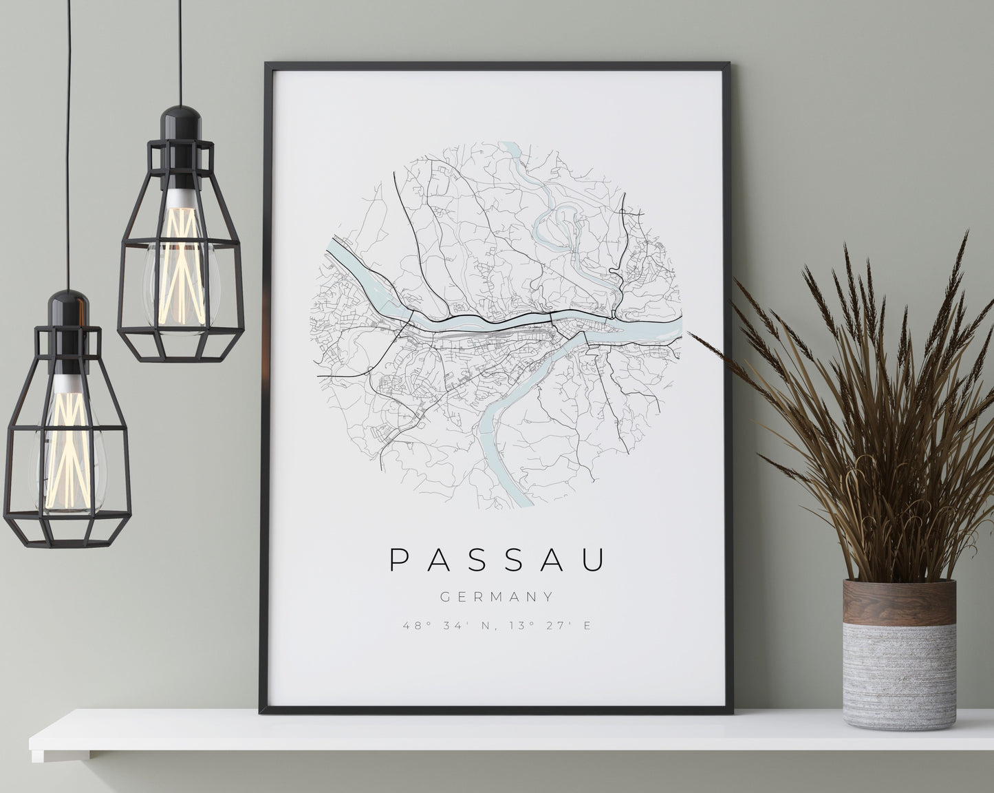 Passau Poster | Karte kreisförmig