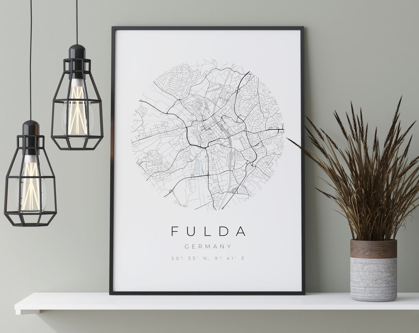Fulda Poster | Karte kreisförmig