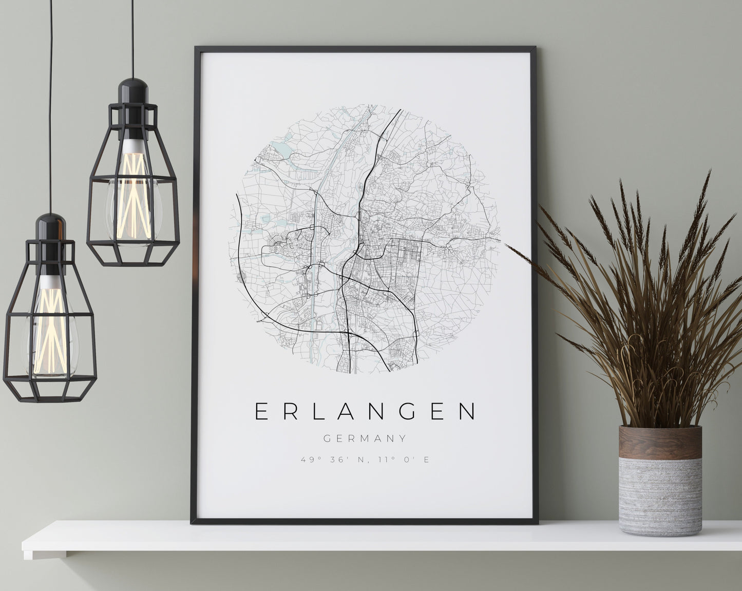 Erlangen Poster | Karte kreisförmig