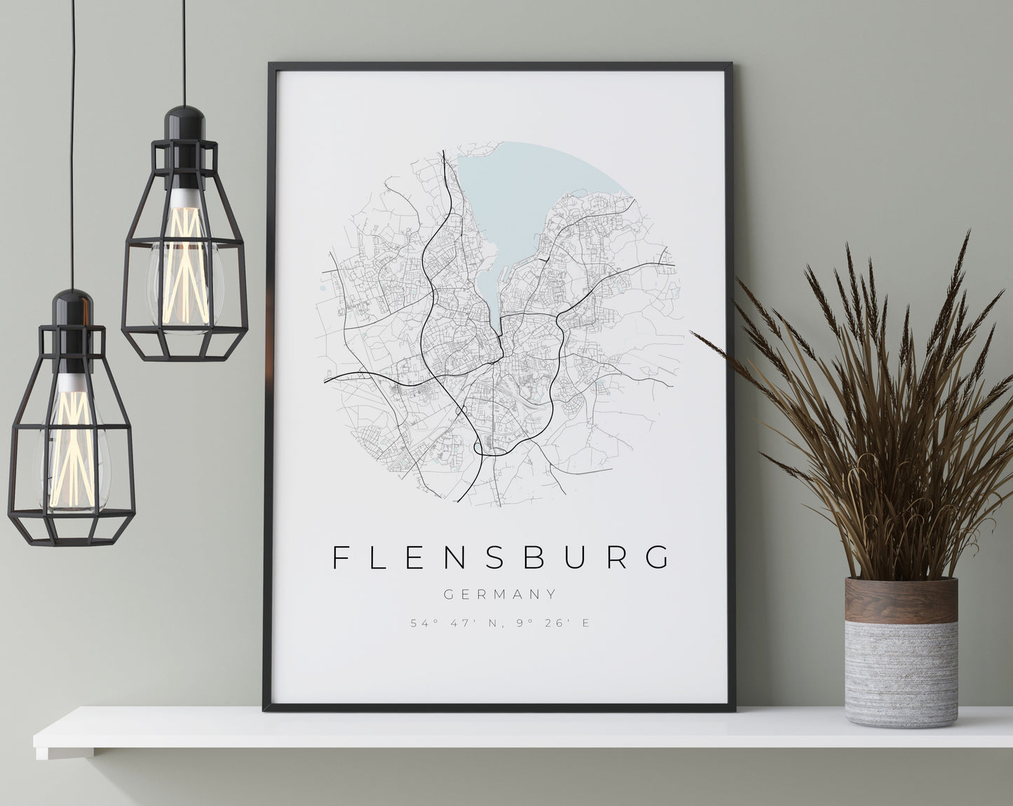 Flensburg Poster | Karte kreisförmig