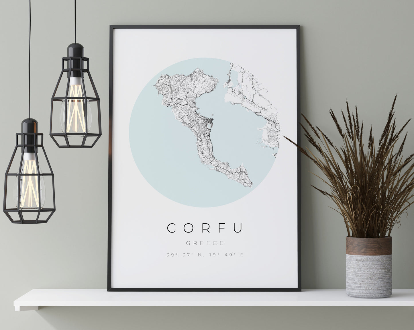 Korfu Poster | Karte kreisförmig
