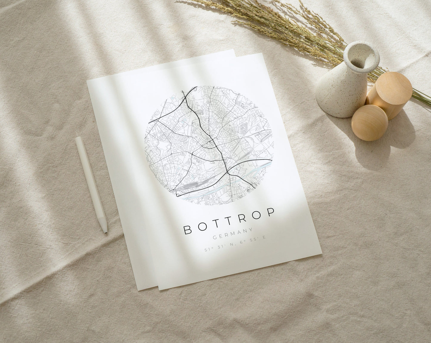 Bottrop Poster | Karte kreisförmig