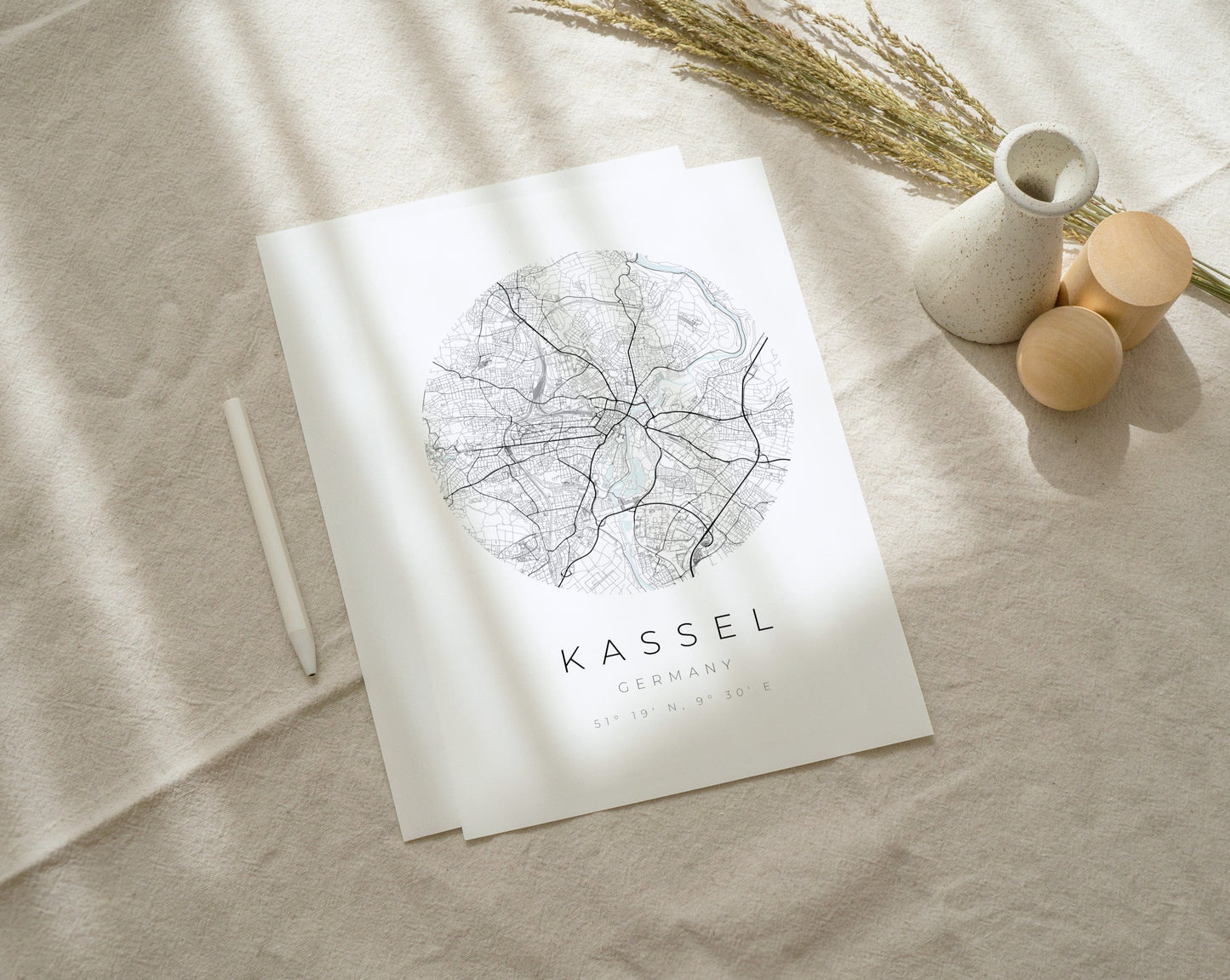 Kassel Poster | Karte kreisförmig