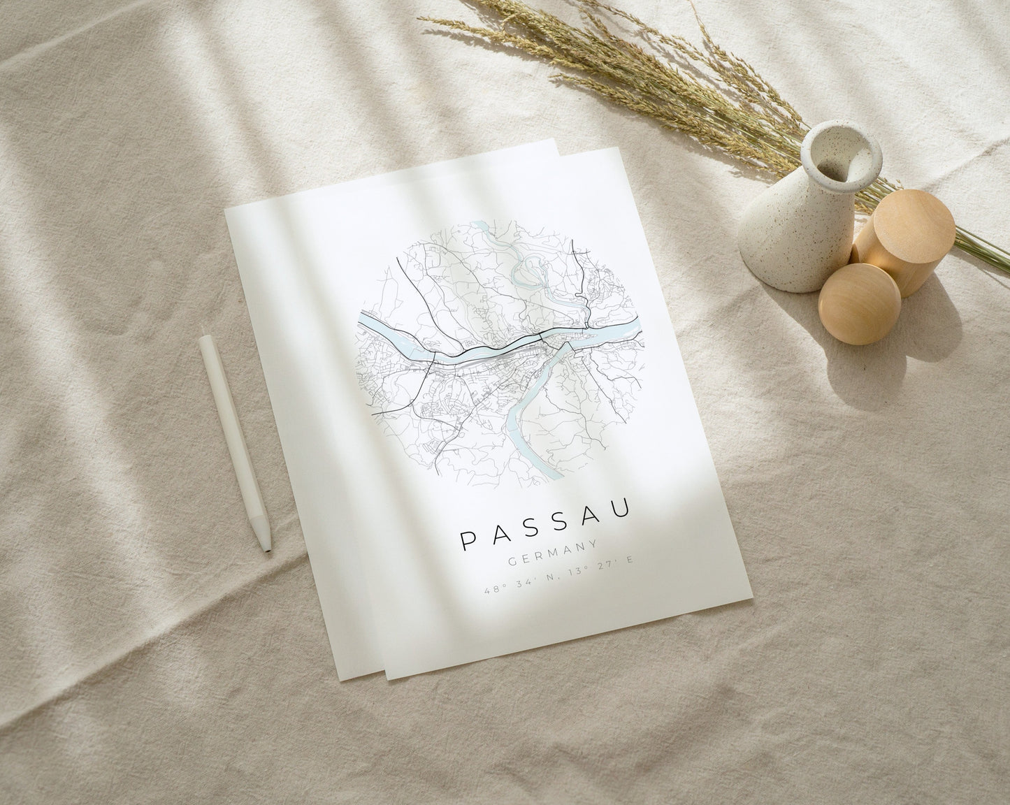 Passau Poster | Karte kreisförmig
