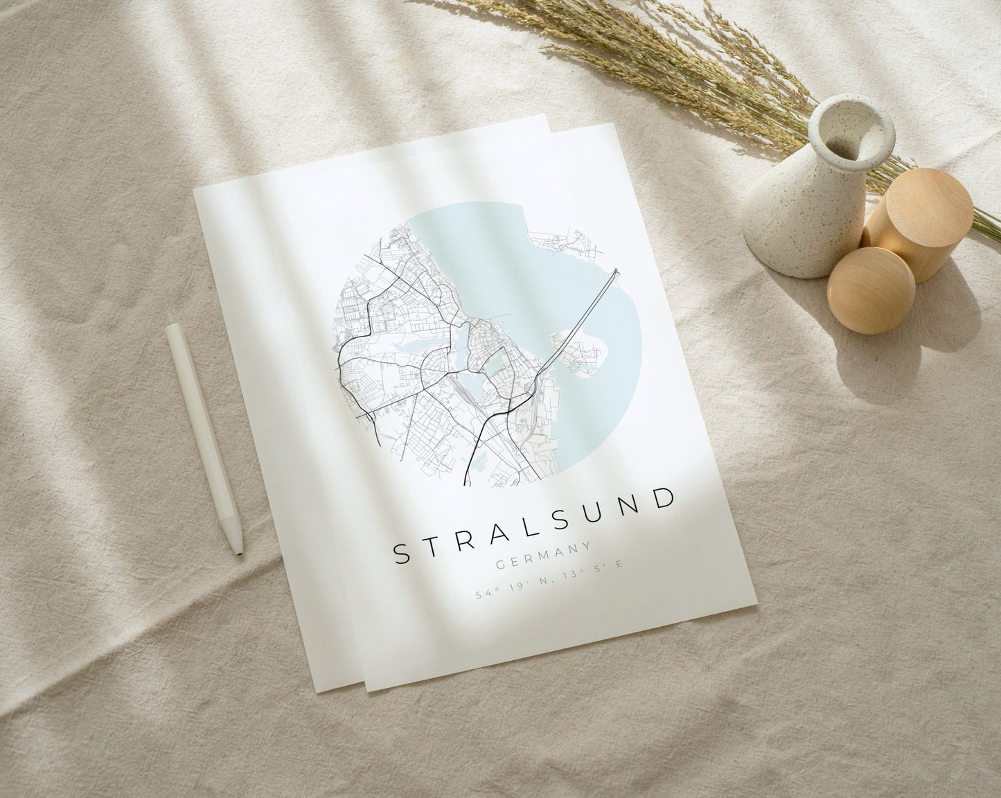 Stralsund Poster | Karte kreisförmig