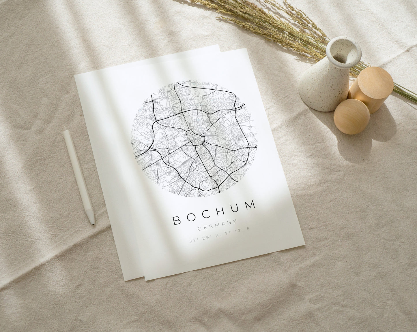 Bochum Poster | Karte kreisförmig