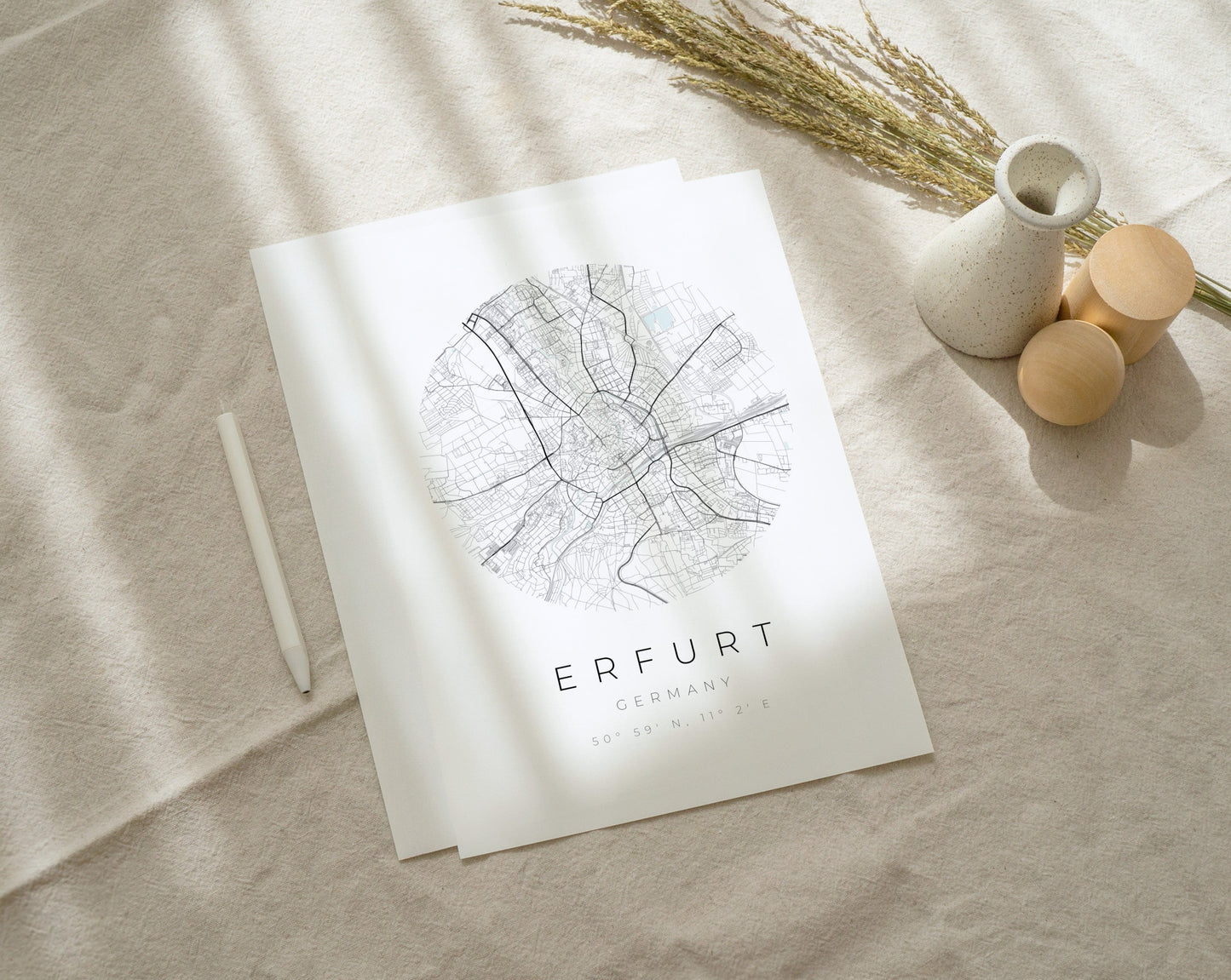Erfurt Poster | Karte kreisförmig