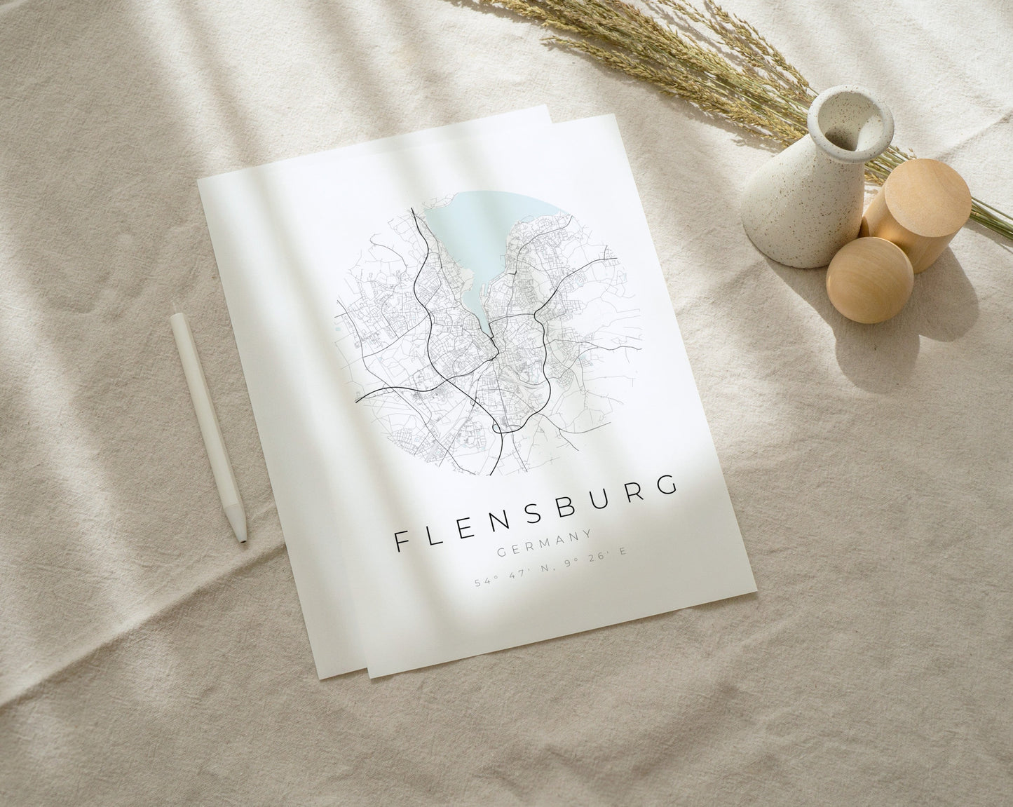 Flensburg Poster | Karte kreisförmig