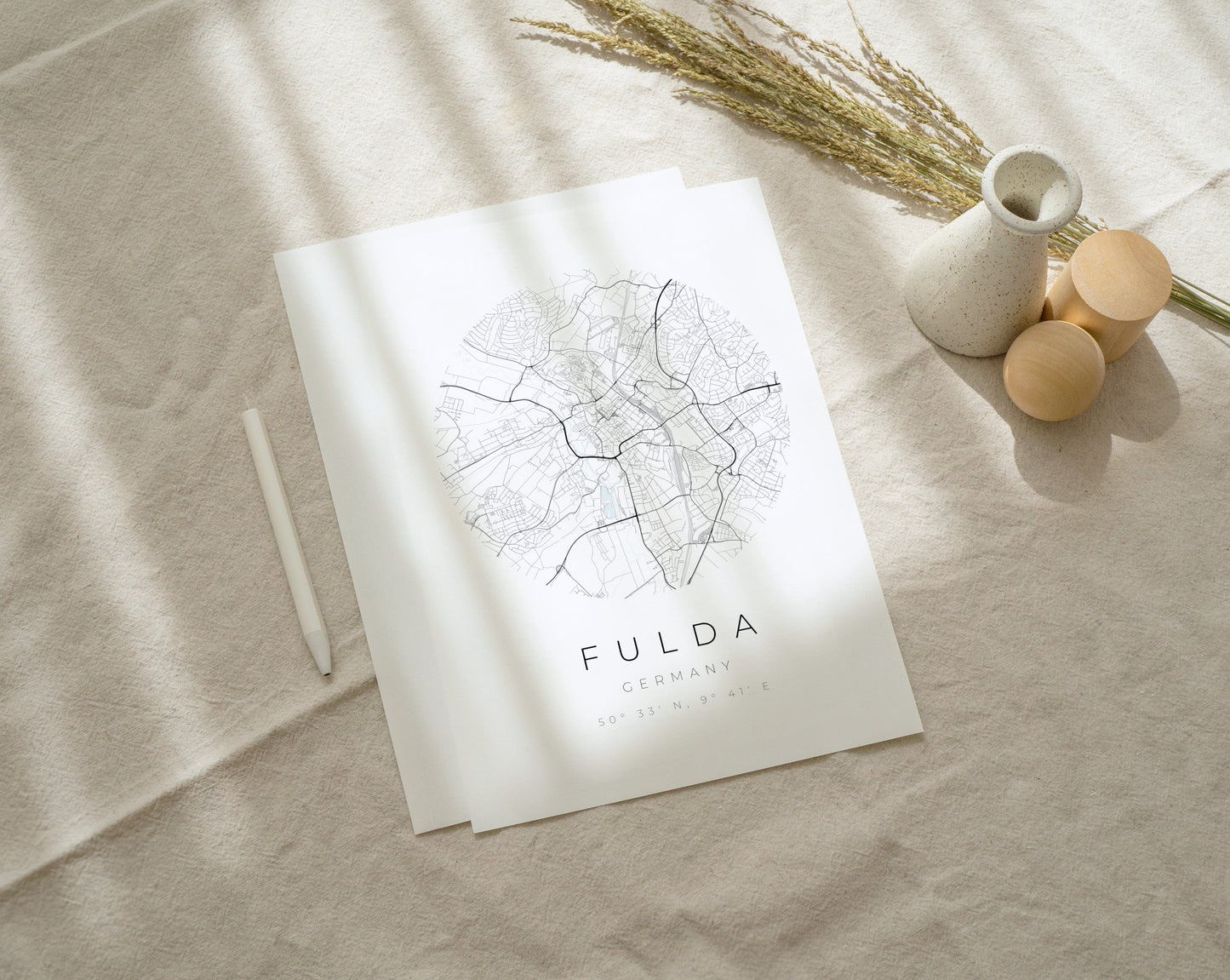 Fulda Poster | Karte kreisförmig