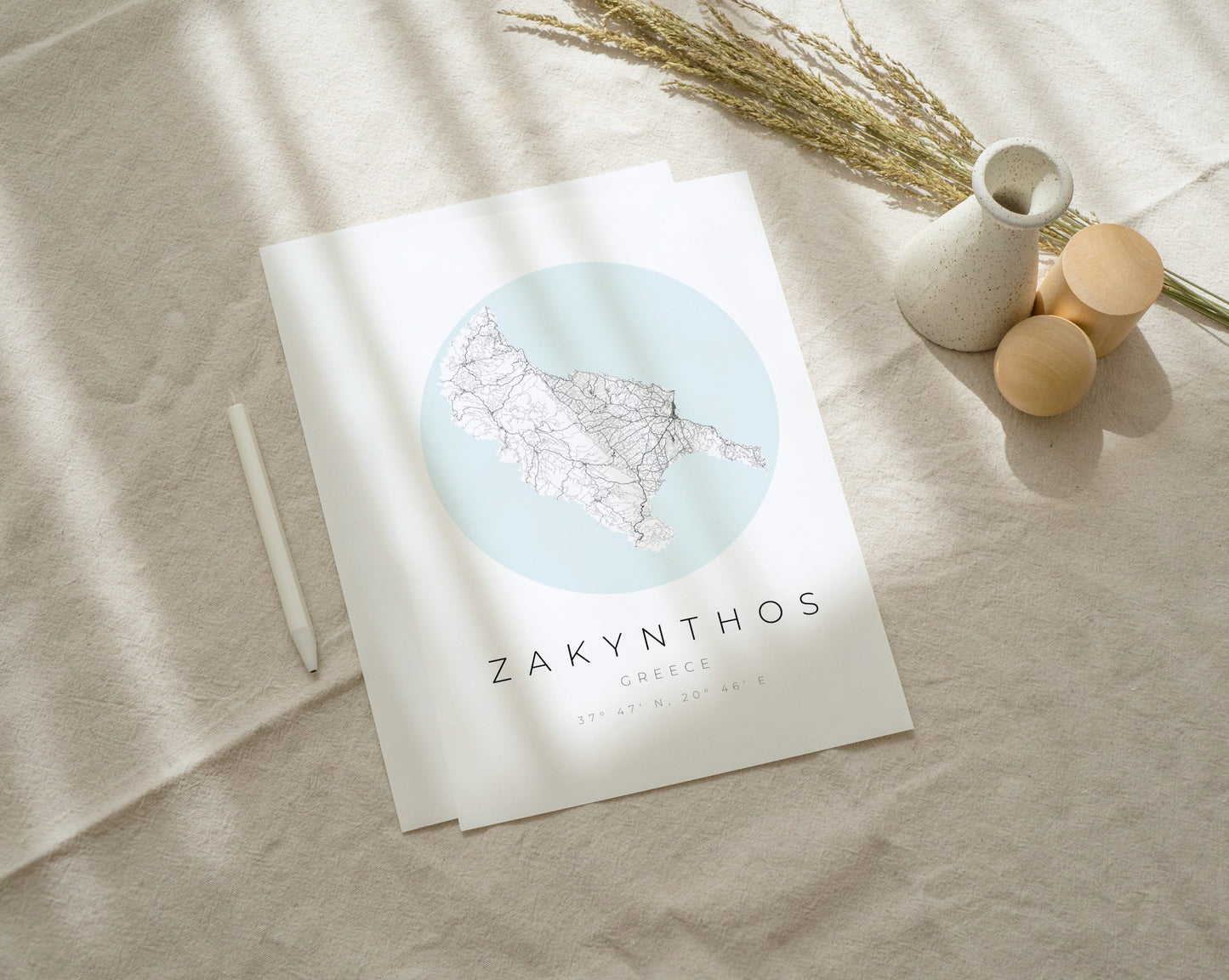 Zakynthos Poster | Karte kreisförmig
